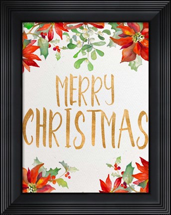 Framed Holiday Poinsettias II Print