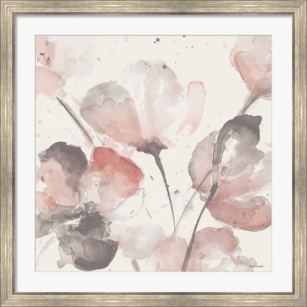 Framed Neutral Pink Floral I Print