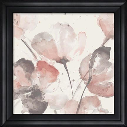 Framed Neutral Pink Floral I Print
