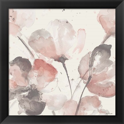 Framed Neutral Pink Floral I Print