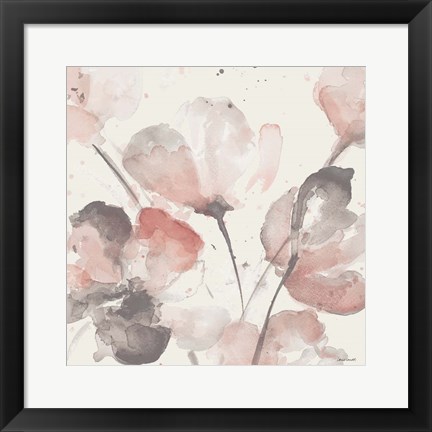 Framed Neutral Pink Floral I Print