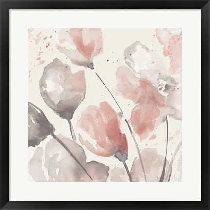 Framed Neutral Pink Floral II Print