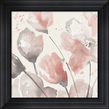 Framed Neutral Pink Floral II Print