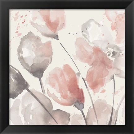 Framed Neutral Pink Floral II Print