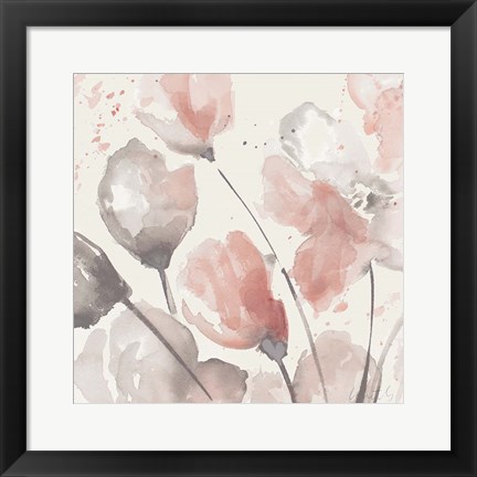 Framed Neutral Pink Floral II Print