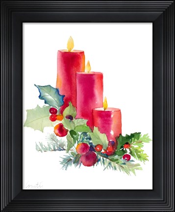 Framed Candles with Holly Print