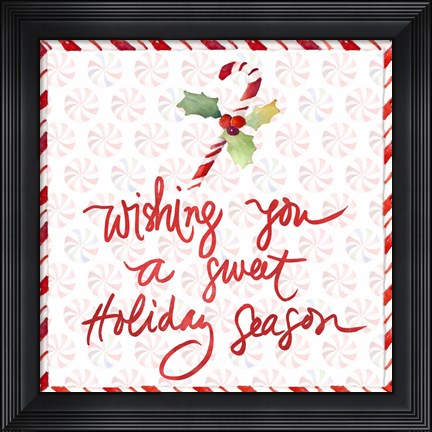 Framed Peppermint Wishes I Print
