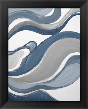 Framed Blue Curves Abstract Print