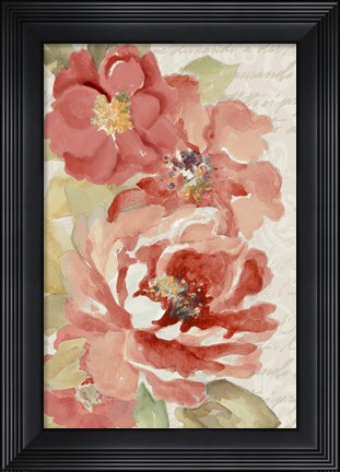 Framed Blossoms On Script Print