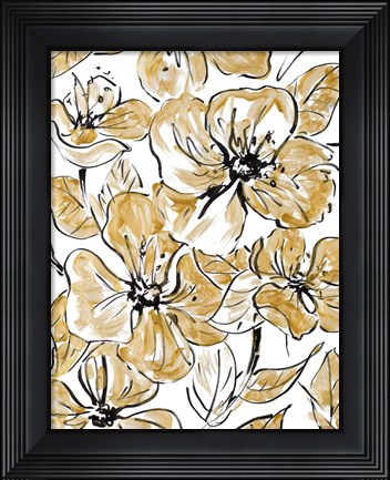 Framed Golden Sketch Floral I Print