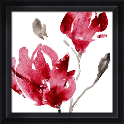 Framed Red Magnolias Print