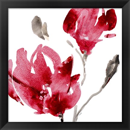 Framed Red Magnolias Print