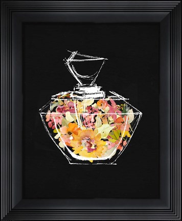 Framed Crystal Watercolor Perfume on Black II Print