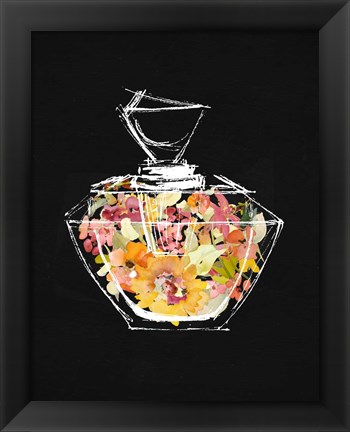 Framed Crystal Watercolor Perfume on Black II Print