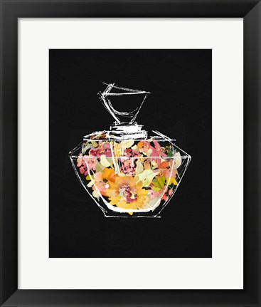 Framed Crystal Watercolor Perfume on Black II Print