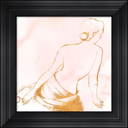 Framed Seated Woman Rose Gold Print