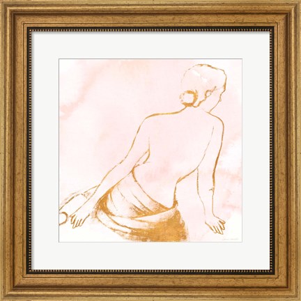 Framed Seated Woman Rose Gold Print