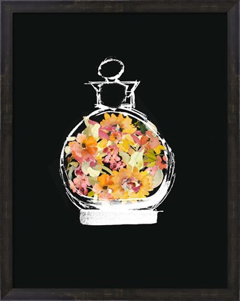 Framed Crystal Watercolor Perfume on Black I Print