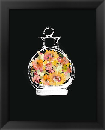 Framed Crystal Watercolor Perfume on Black I Print