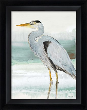 Framed Heron on Seaglass  I Print