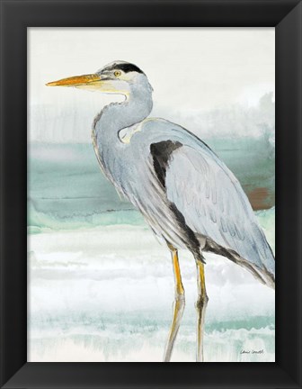 Framed Heron on Seaglass  I Print