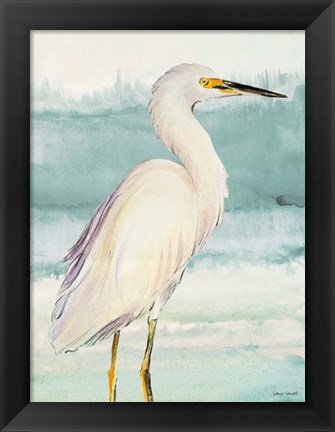 Framed Heron on Seaglass II Print