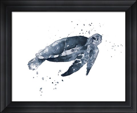 Framed Navy Ink Turtle II Print