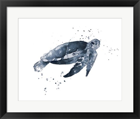 Framed Navy Ink Turtle II Print