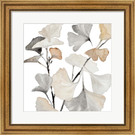 Framed Neutral Ginko Stems I Print