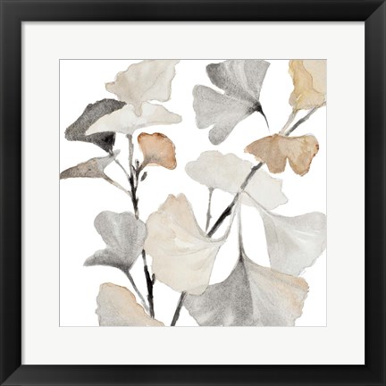 Framed Neutral Ginko Stems I Print