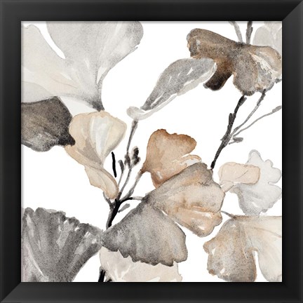 Framed Neutral Ginko Stems II Print