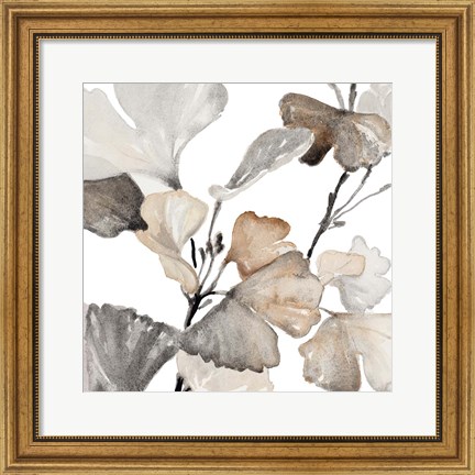 Framed Neutral Ginko Stems II Print