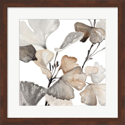 Framed Neutral Ginko Stems II Print