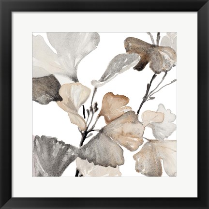 Framed Neutral Ginko Stems II Print