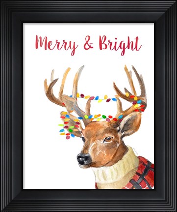 Framed Merry and Bright Reindeer Print