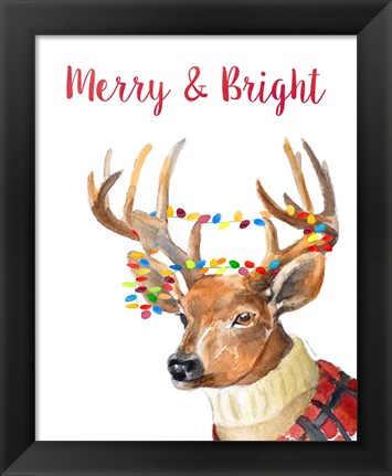 Framed Merry and Bright Reindeer Print