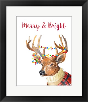 Framed Merry and Bright Reindeer Print