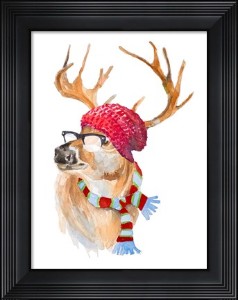 Framed Winter Fun Deer Print