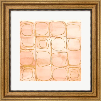 Framed Circular Squares of Peach Print