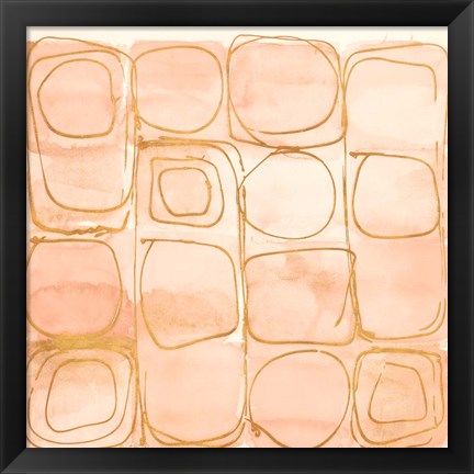 Framed Circular Squares of Peach Print