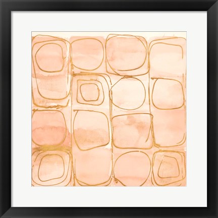 Framed Circular Squares of Peach Print