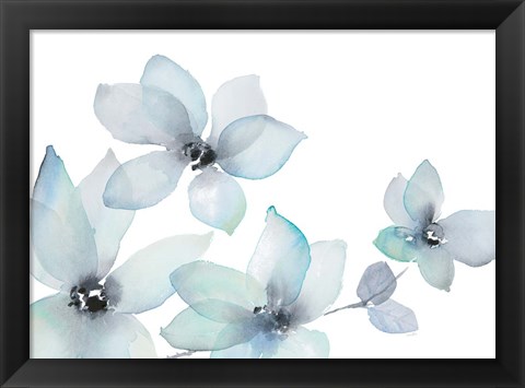 Framed Blue Blooming Whispers II Print