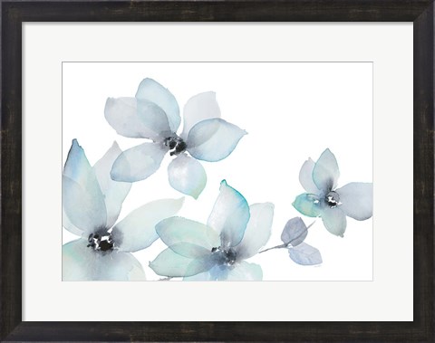 Framed Blue Blooming Whispers II Print