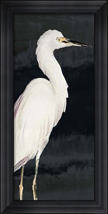 Framed Heron on Black II Print