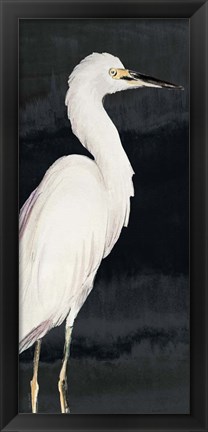 Framed Heron on Black II Print