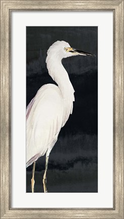 Framed Heron on Black II Print