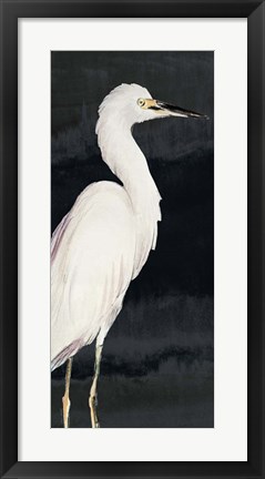 Framed Heron on Black II Print