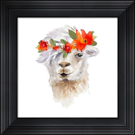 Framed Floral Llama II Print
