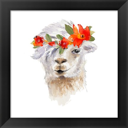 Framed Floral Llama II Print