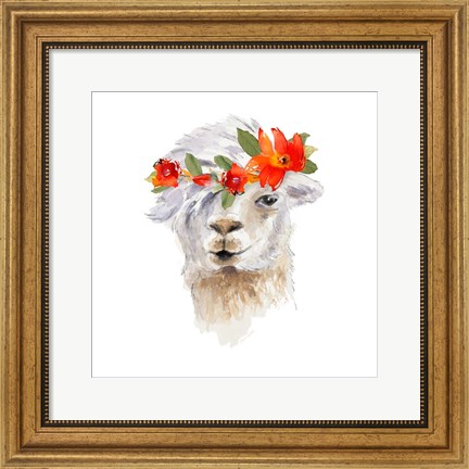 Framed Floral Llama II Print